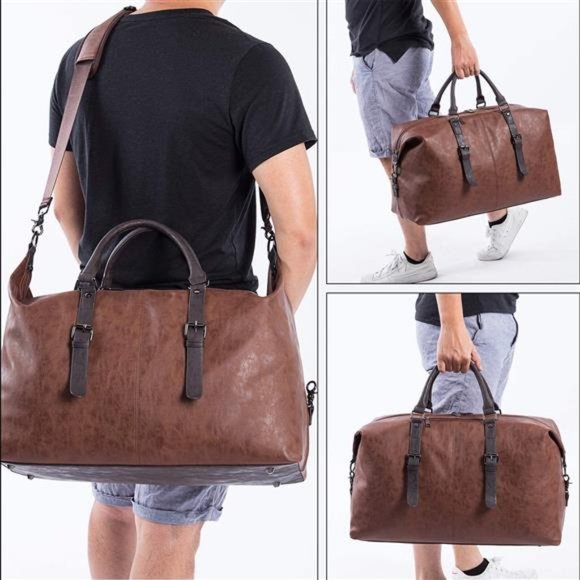 Huge PU Leather Travel Duffel Bag - - Overnight Bag - Carry On Bag - Picture 6 of 6